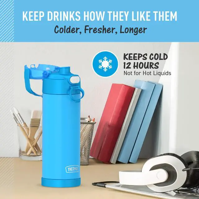 Alt view image 5 of 7 - FUNTAINER Water Bottle with Spout, 16oz, Electric Blue | Kids Stainless Steel Insulated Water Bottle, Keeps Drinks Cold Longer for School & Play, BPA-Free