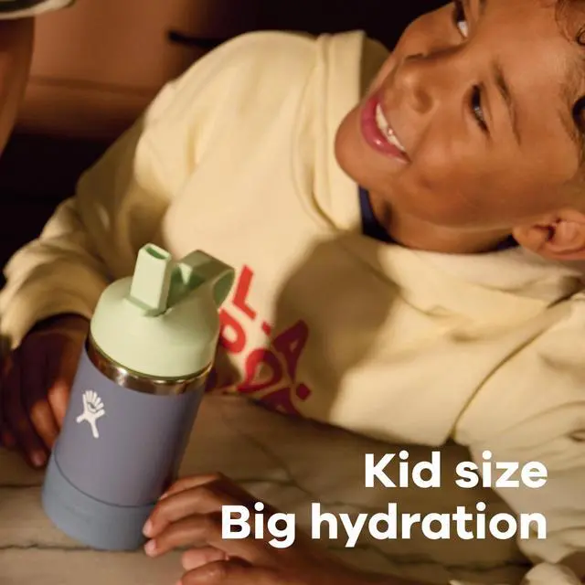 Alt view image 6 of 7 - Kids Water Bottle for School - Stainless Steel and Insulated with Straw Cap - 12 Oz in Anemone Purple