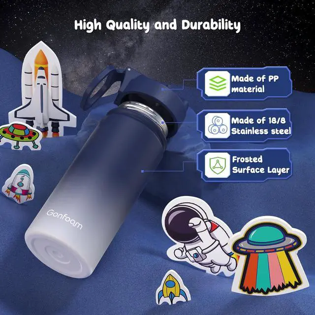 Alt view image 6 of 7 - 16oz Kids Water Bottle, 2 Pack Stainless Steel Insulated Cup | DIY Stickers, BPA-free, Leak-proof, Sturdy, Keeps Cold 24h, Easy to Carry, Easy to Clean, Back to School, Gifts