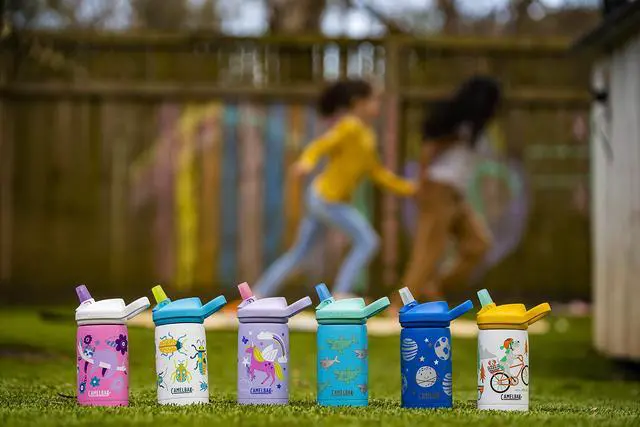 Alt view image 6 of 6 - Eddy+ Kids Stainless Steel Water Bottle 12oz, School of Sharks | Bite Valve Straw System, Vacuum Insulated Steel, Spill Resistant Design, Integrated Carry Handle, Dishwasher Safe Design