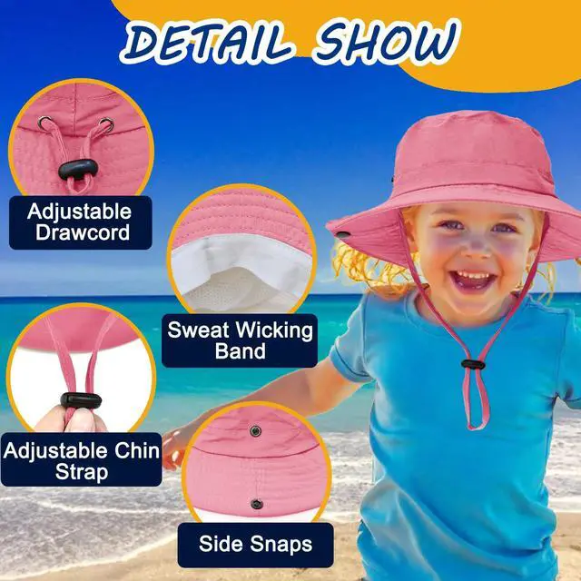 Alt view image 2 of 3 - Kids Sun Hat UPF 50+ Quick Dry Bucket Safari Hat for Girls and Boys | Outdoor Breathable Summer Beach Fishing Wide Brim Foldable