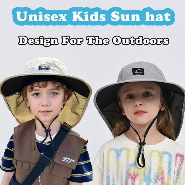 Alt view image 4 of 5 - Kids Sun Hat with Neck Flap UPF 50+ Beach Hats for Baby Boys Girls | Qucik Dry Fishing Hat for Age 2-12 Years,Adjustable Safari Beach Hat ,Breathable,Summer, Hiking, Adventure,Outdoor