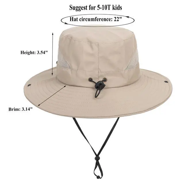 Alt view image 2 of 6 - Kids Sun Hat w/ UV Protection Beach Bucket Safari Boonie Cap Outdoor | Kids Sun Hat with UV Protection Beach Bucket for Boys & Girls Wide Brim Safari Boonie Cap for Summer Outdoor(for 5-10T)