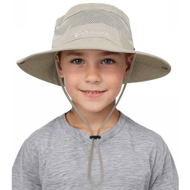 Main image of Outdoor Kids Sun Hat UPF 50+ Quick Dry Adjustable Bucket Hat Windproof Waterproof Beach Fishing Safari Hat Beige 5-13T