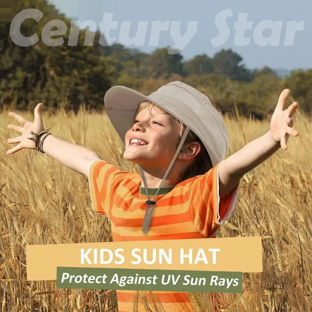 Alt view image 4 of 7 - Outdoor Kids Sun Hat UPF 50+ Quick Dry Adjustable Bucket Hat Windproof Waterproof Beach Fishing Safari Hat Beige 5-13T