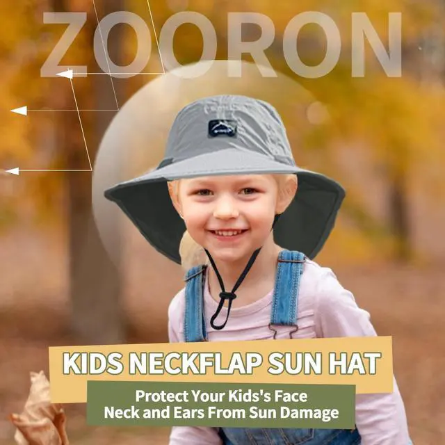 Alt view image 5 of 6 - Kids Sun Hat with Neck Flap Beach Fishing Bucket for Boys Girls | UV Protection,Lightweight & Foldable, Waterproof Quick Dry, Adjustable Size, Wide Brim Hiking Camping Beach Travel Safari Hat