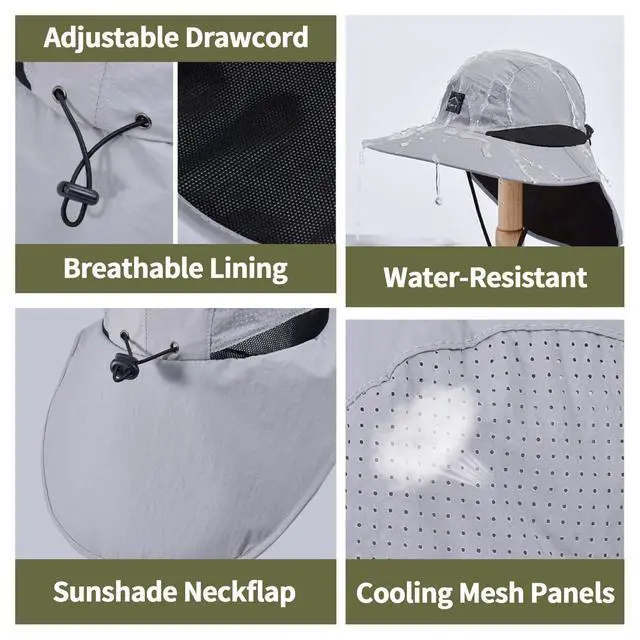 Alt view image 2 of 6 - Kids Sun Hat with Neck Flap Beach Fishing Bucket for Boys Girls | UV Protection,Lightweight & Foldable, Waterproof Quick Dry, Adjustable Size, Wide Brim Hiking Camping Beach Travel Safari Hat