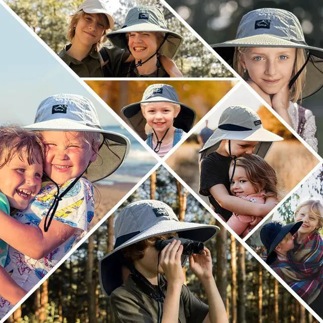Alt view image 6 of 6 - Kids Sun Hat with Neck Flap Beach Fishing Bucket for Boys Girls | UV Protection,Lightweight & Foldable, Waterproof Quick Dry, Adjustable Size, Wide Brim Hiking Camping Beach Travel Safari Hat