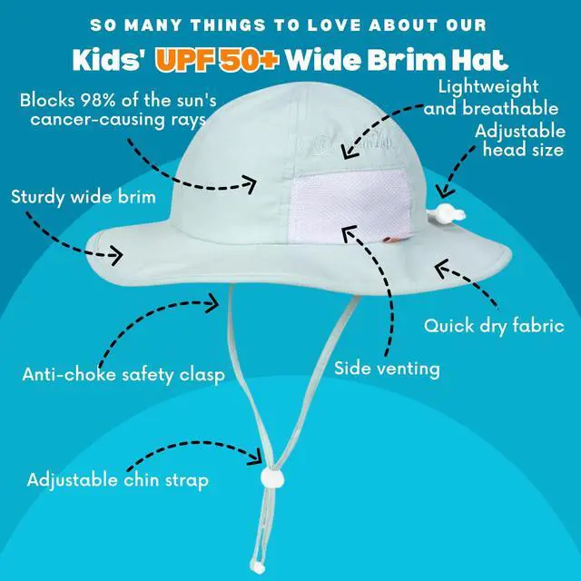 Alt view image 3 of 7 - UPF 50 Kids' Wide Brim Sun Hat, Sun Protection Hat - Baby & Toddler | Toddler beach hat with adjustable straps, breathable vents, & quick-dry fabric for comfortable, sun-protected play. Ages 014
