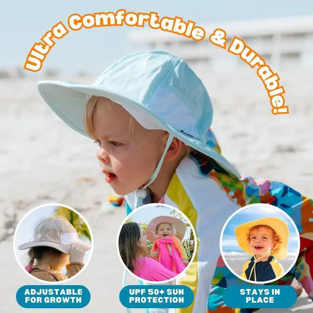 Alt view image 6 of 7 - UPF 50 Kids' Wide Brim Sun Hat, Sun Protection Hat - Baby & Toddler | Toddler beach hat with adjustable straps, breathable vents, & quick-dry fabric for comfortable, sun-protected play. Ages 014