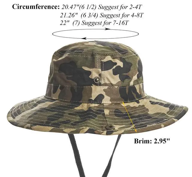 Alt view image 4 of 7 - Boys Camo Sun-Bucket-Hat-Kids-Fishing-Hat-Boonie-Cap-Safari 2-17Yrs | Boys Camo Sun-Bucket-Hat Summer Outdoor Safari Fishing-Hat Boonie-Cap for Big Kids 7-14Yrs