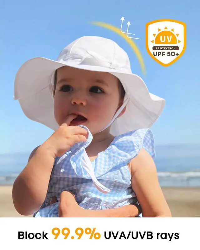 Alt view image 2 of 7 - Baby Sun Hat Toddler Beach Hats with UPF 50+ Sun Protection Wide Brim Girls Bucket Hat