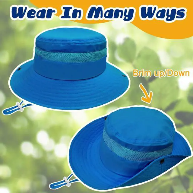Alt view image 2 of 6 - Outdoor Kids Sun Hat UPF 50+ Quick Dry Bucket Hat for Boys Girls | Foldable, Wide Brim Fishing Safari Hat, Breathable UPF 50+ Hat Grows with Baby (2-8Y), Perfect for Outdoor Activities