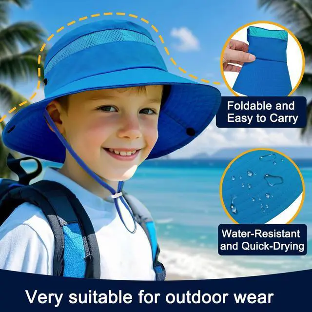 Alt view image 3 of 6 - Outdoor Kids Sun Hat UPF 50+ Quick Dry Bucket Hat for Boys Girls | Foldable, Wide Brim Fishing Safari Hat, Breathable UPF 50+ Hat Grows with Baby (2-8Y), Perfect for Outdoor Activities