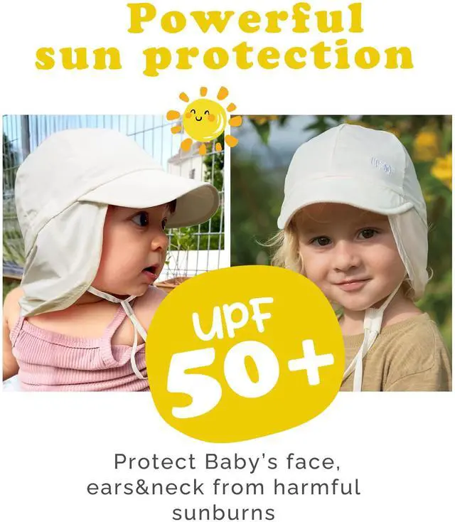Alt view image 3 of 7 - Baby Sun Hat with Neck Flap UPF 50+ Toddler Quick Dry Swim Hat | UV Protection Wide Brim, Quick-Dry Nylon, Adjustable Back Drawstring, Ultra-Lightweight, Perfect for Pool or Beach