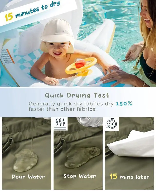 Alt view image 5 of 7 - Baby Sun Hat with Neck Flap UPF 50+ Toddler Quick Dry Swim Hat | UV Protection Wide Brim, Quick-Dry Nylon, Adjustable Back Drawstring, Ultra-Lightweight, Perfect for Pool or Beach