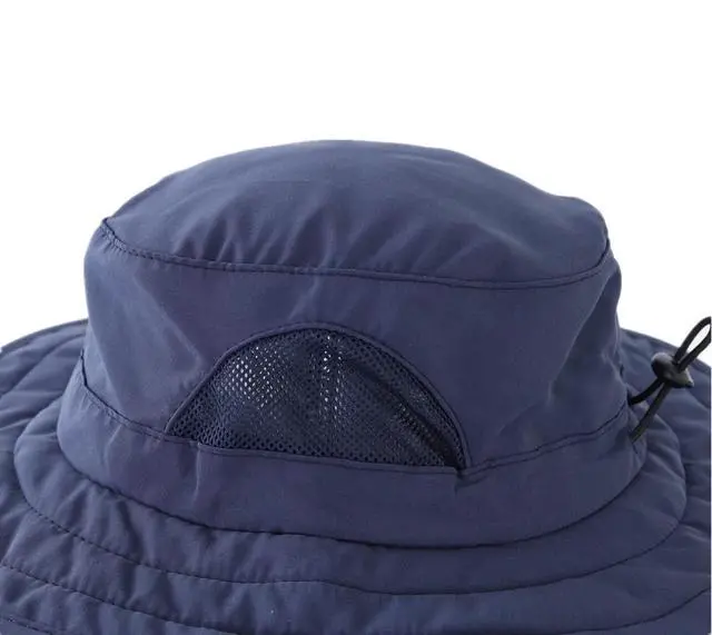 Alt view image 4 of 7 - Kids UPF 50+ Bucket Sun Hat UV Sun Protection Hats Wide Brim Summer Beach Hat Navy