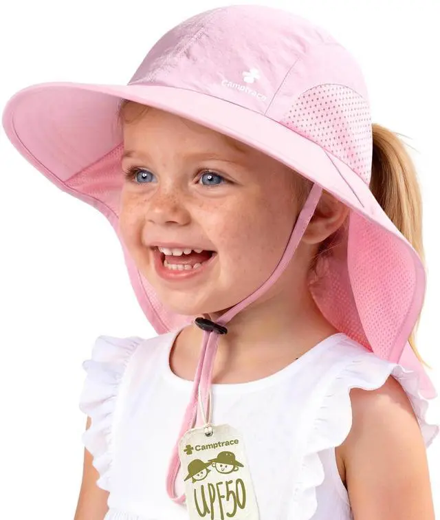 Main image of Toddler Kids Sun Hat UPF 50+ with Neck Flap Ponytail Hole | 100% Quick-Dry Nylon, Wide Shield Blocks 99% UV, Cooling Mesh Vents, Adjustable Chin Strap, Packable for Swim Trips