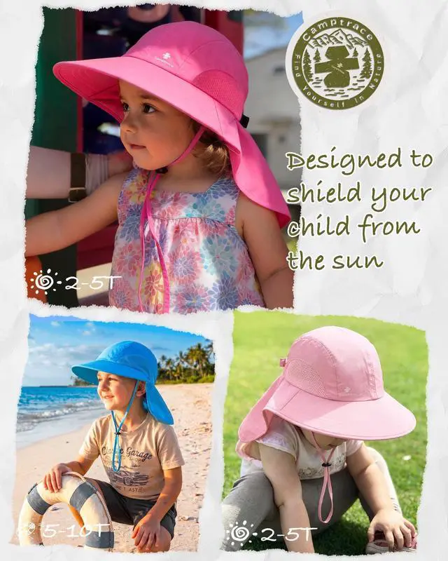Alt view image 5 of 6 - Toddler Kids Sun Hat UPF 50+ with Neck Flap Ponytail Hole | 100% Quick-Dry Nylon, Wide Shield Blocks 99% UV, Cooling Mesh Vents, Adjustable Chin Strap, Packable for Swim Trips