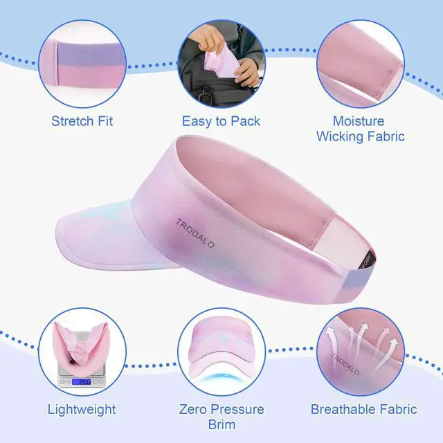 Alt view image 4 of 6 - Kids Sun Visor Hats for Girls Boys, Packable Cooling Stretchy Visor | Lightweight UPF50+ quick-dry visor hat for kids, colorful kids sun hat, stretch fit, for running, tennis, golf, school, beach