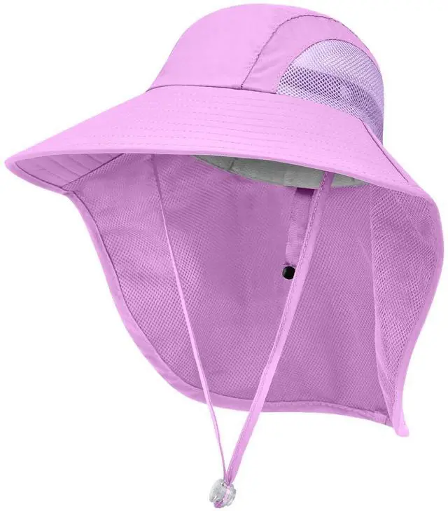 Main image of Kids Sun Hat UPF50+ Summer Beach Play Sun Protection Hats with Neck Flap for Ages 5~14 Girls Boys (Purple)