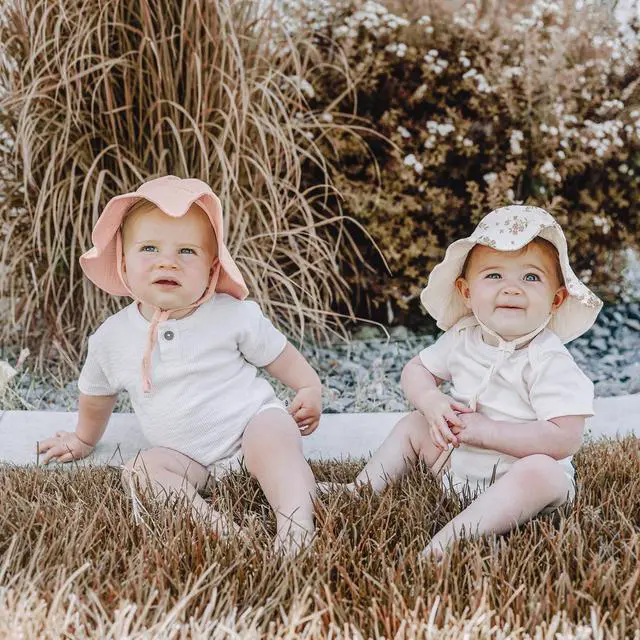 Alt view image 2 of 7 - 2-Pack Muslin Baby Girl Sun Hats with Wide Brim, UPF 50+, 0-6& 6-12M | 100% Cotton Baby Bucket Hat for Sun Protection, Adjustable Chin Strap, Newborns,Infants & Toddlers