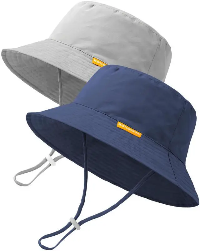 Main image of Baby Sun Hat Kids Summer Sun Protection Toddler Bucket Hat Wide Brim Adjustable Beach Hats for Boys Girls Age 0-6 Years