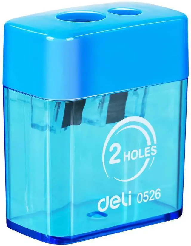 Main image of Pencil Sharpener, Manual Pencil Sharpeners, Dual Holes with Lid, Random Color