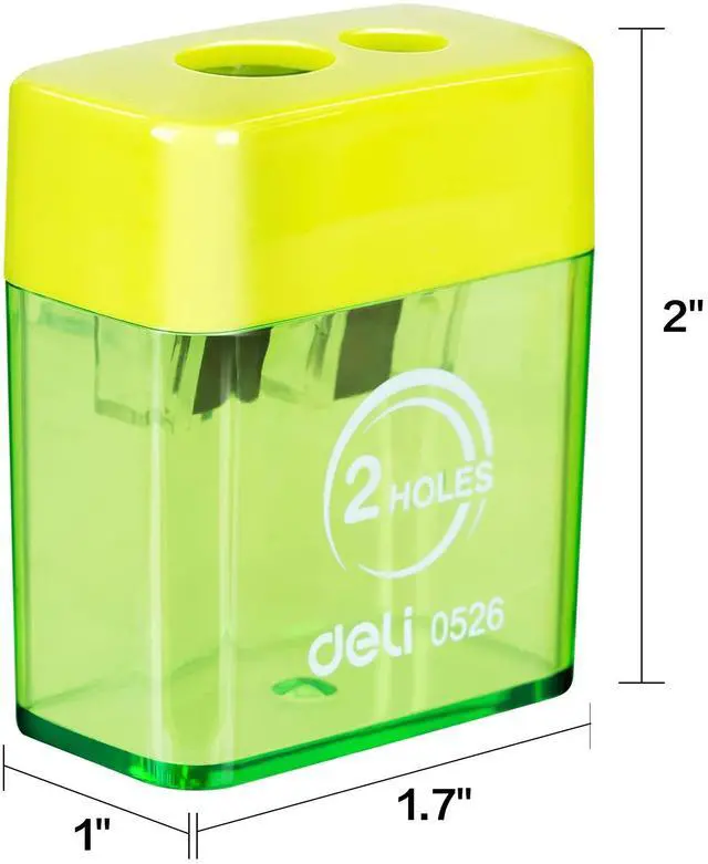 Alt view image 6 of 7 - Pencil Sharpener, Manual Pencil Sharpeners, Dual Holes with Lid, Random Color