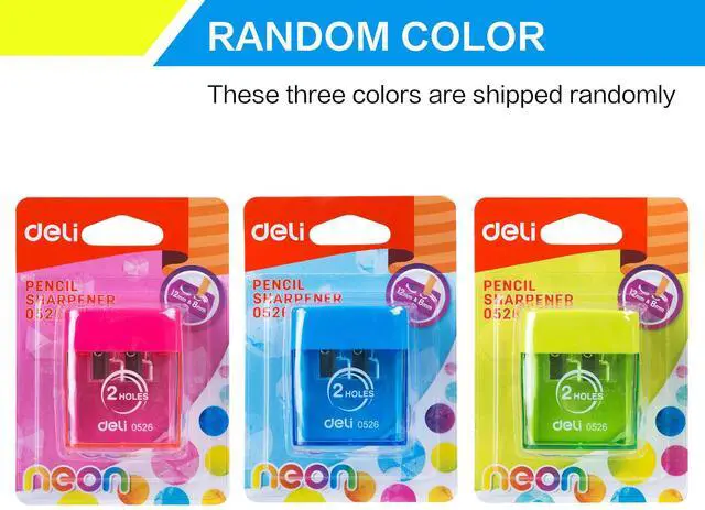 Alt view image 7 of 7 - Pencil Sharpener, Manual Pencil Sharpeners, Dual Holes with Lid, Random Color