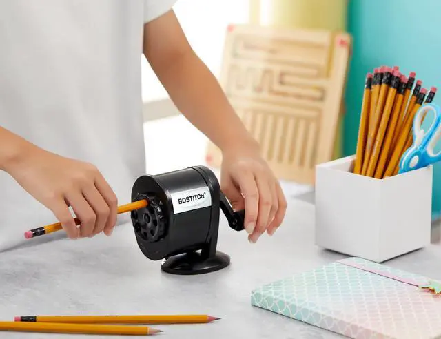 Alt view image 6 of 7 - Office Wall Mount Manual Pencil Sharpener, 8 Hole Dial, 6X Longer Cutter Life, Vertical or Horizontal Mounting, Black