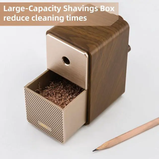 Alt view image 6 of 6 - Manual Pencil Sharpene, Brown | Auto-in Hand Crank Pencil Sharpener with Adjustable Point for Colored Pencils, Students, Kids, Classroom, Home, Office