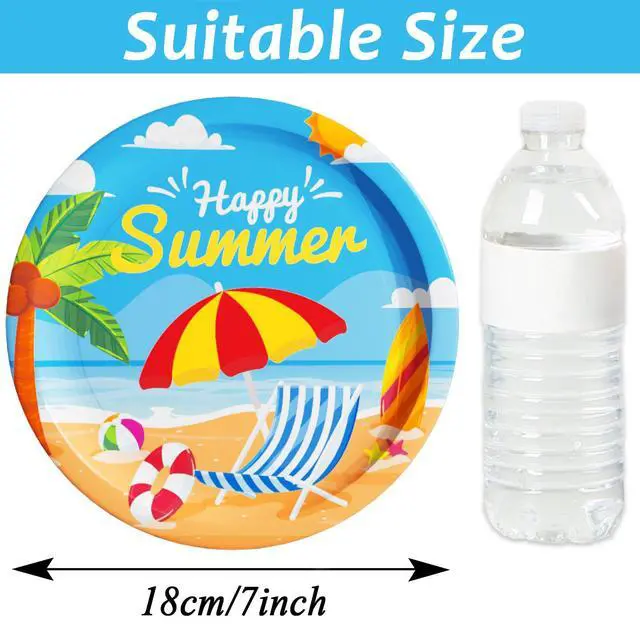 Alt view image 3 of 6 - 48 Pcs Summer Beach Party Plates 7inch Birthday Party Disposable Paper Dessert Plate Supplies Decorations Beach Theme Plates Tableware for Birthday Baby Shower