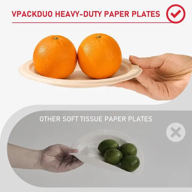 Alt view image 7 of 7 - 125 Pack Compostable Paper Plates 7 Inch, Heavy Duty Disposable Dinnerware, Biodegradable Bagasse Sugarcane Fiber Round Plates, Unbleached Brown