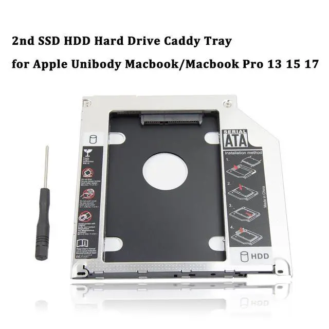 Alt view image 6 of 7 - 2nd 2.5''HDD SSD Hard Drive Caddy Tray Replacement for MacBook Pro 13/15/17 inch A1278 A1286 A1297 2008 2009 2010 2011 2012 Internal Laptop CD/DVD-ROM Optical SuperDrive Adapter