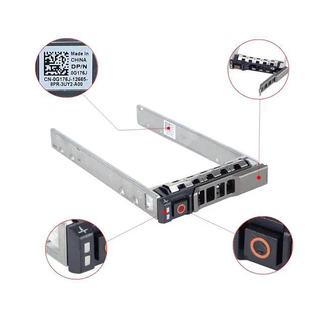 Alt view image 3 of 4 - 2-Pack Hard Drive Tray Caddy 2.5 SSD Bracket G176J Hard Drive Bracket | Compatible with Dell PowerEdge R410 R610 R710 R620 R720 T320 T420 R630 R730 T440 T640