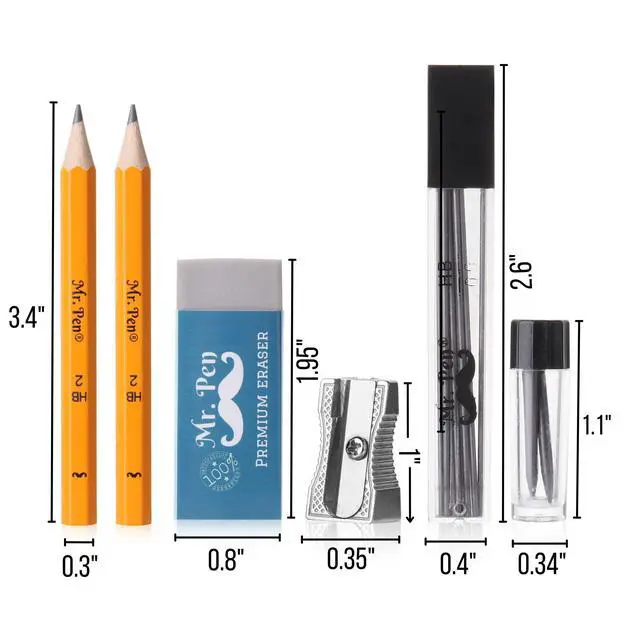 Alt view image 4 of 7 - Professional Geometry Set, 15 pcs, Drafting Tools with Protractor | Compass, Metal Ruler, Triangles, Pens & Pencils, Complete Geometry & Drafting Kit for Architects, Engineers & Students