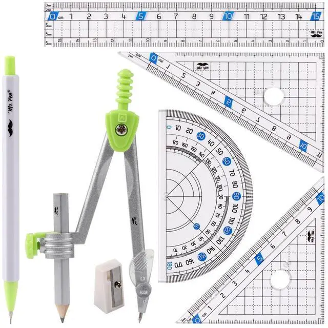 Main image of Geometry Set, 7 pcs, Compass for Geometry Compass Math | Geometry Kit with Storage Box, Math Compass, Geometry Set for School, Protractor and Compass Set, Drawing Tools, Ruler Set