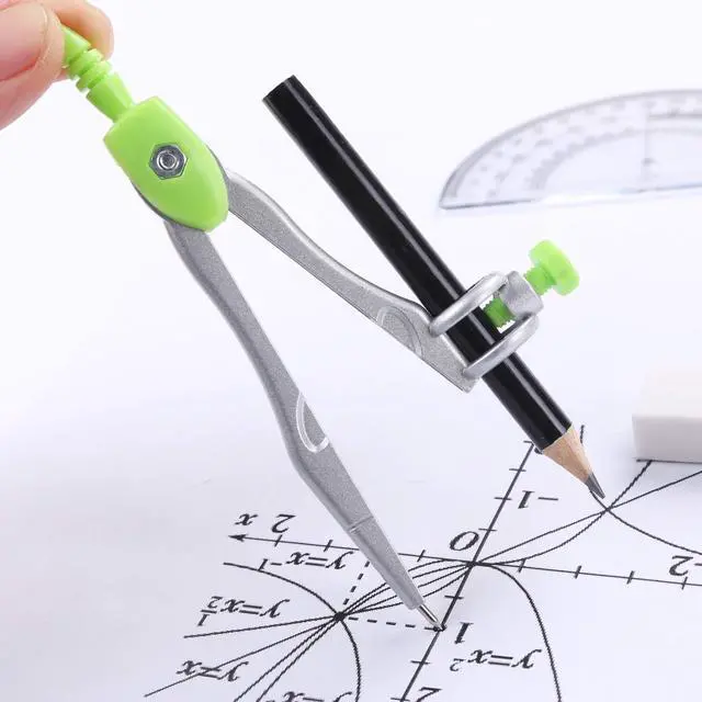 Alt view image 4 of 6 - Math Geometry Set 10 Pcs, Compass and Protractor for Students(Green) | Shatterproof Storage Box,Rulers,Protractor,Compass,Eraser,Pencil Sharpener,Lead Refills,Pencil,for Classroom, Back to School