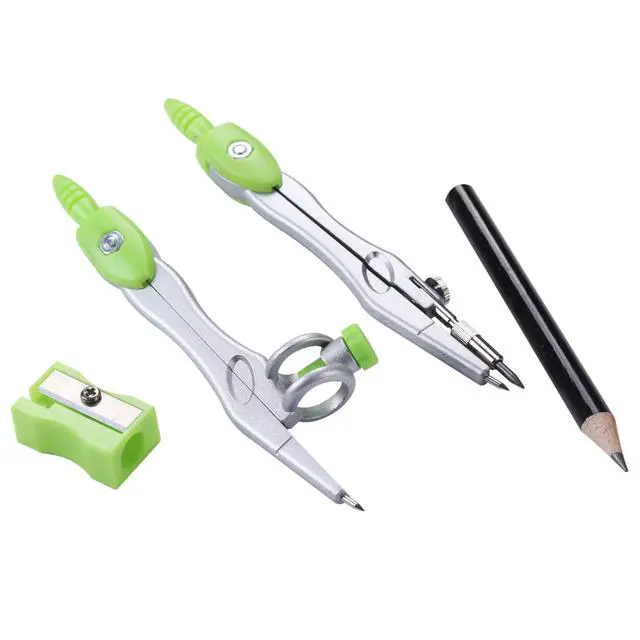 Alt view image 3 of 6 - Math Geometry Set 10 Pcs, Compass and Protractor for Students(Green) | Shatterproof Storage Box,Rulers,Protractor,Compass,Eraser,Pencil Sharpener,Lead Refills,Pencil,for Classroom, Back to School