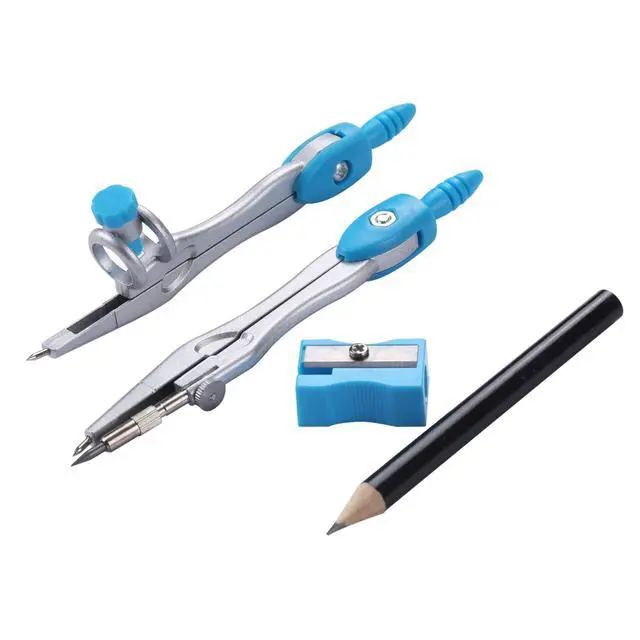 Alt view image 3 of 6 - Math Geometry Set 10 Pcs, Compass and Protractor for Students(Blue) | Shatterproof Storage Box,Rulers,Protractor,Compass,Eraser,Pencil Sharpener,Lead Refills,Pencil,for Classroom, Back to School