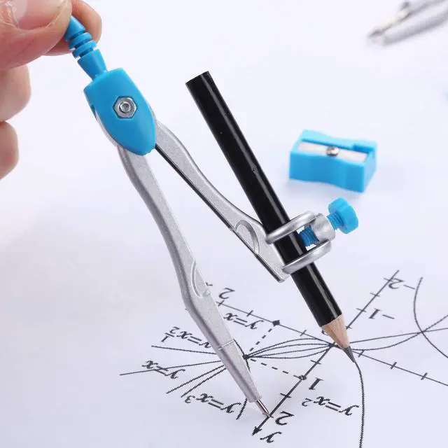 Alt view image 4 of 6 - Math Geometry Set 10 Pcs, Compass and Protractor for Students(Blue) | Shatterproof Storage Box,Rulers,Protractor,Compass,Eraser,Pencil Sharpener,Lead Refills,Pencil,for Classroom, Back to School