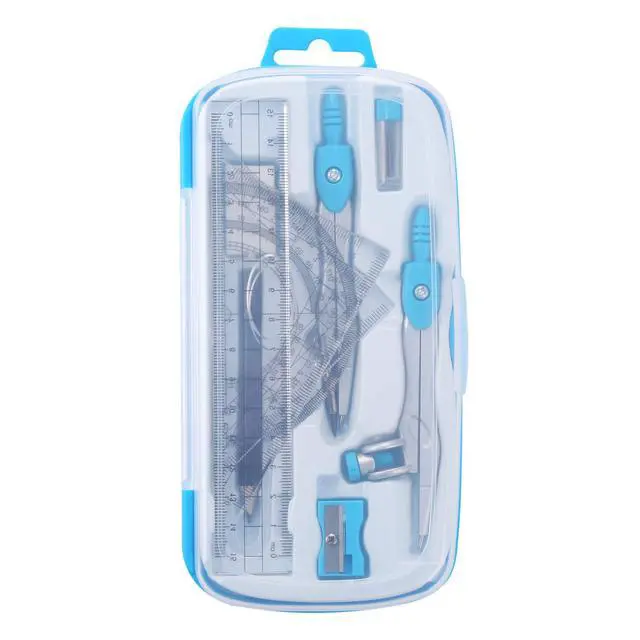 Alt view image 5 of 6 - Math Geometry Set 10 Pcs, Compass and Protractor for Students(Blue) | Shatterproof Storage Box,Rulers,Protractor,Compass,Eraser,Pencil Sharpener,Lead Refills,Pencil,for Classroom, Back to School
