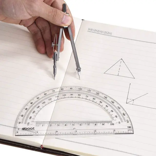 Alt view image 3 of 7 - Drawing Compass and 6 in Protractor Geometry Set, Clear | Geometry Math Set, Swing Arm Protractor Ruler Compass, Geometry Drawing Tools for Measuring Angles