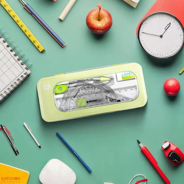 Alt view image 7 of 7 - Geometry Set for Students - 8 Pieces, Back to School Supplies | Metal Compass, Protractor, Eraser, Triangle Ruler, Lead Refills and Metal Box, Protractor and Compass Set, Class Supplies
