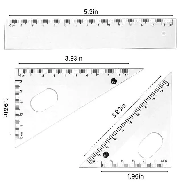 Alt view image 2 of 7 - Compass Geometry Tool Protractor and Compass Set with Rulers Math 7 Piece