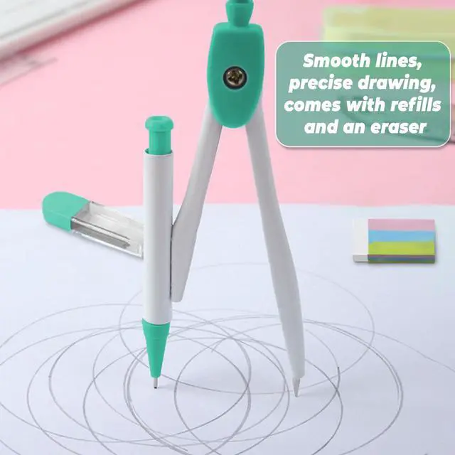 Alt view image 5 of 7 - Compass Geometry Tool Protractor and Compass Set with Rulers Math 7 Piece