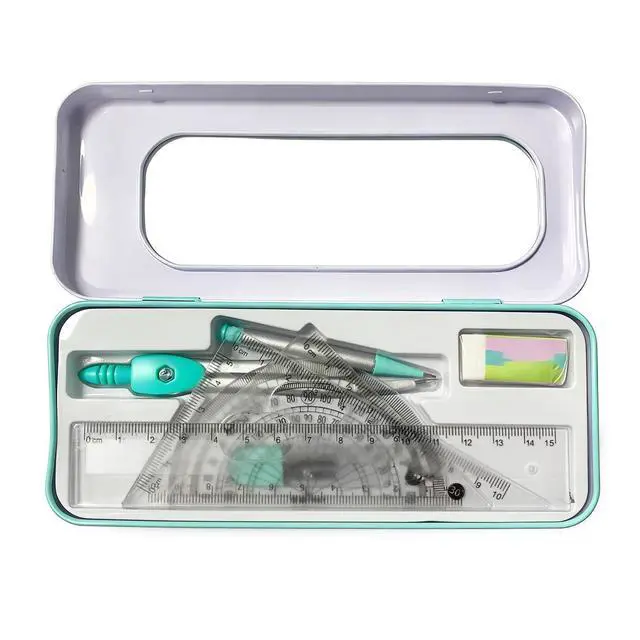 Alt view image 7 of 7 - Compass Geometry Tool Protractor and Compass Set with Rulers Math 7 Piece
