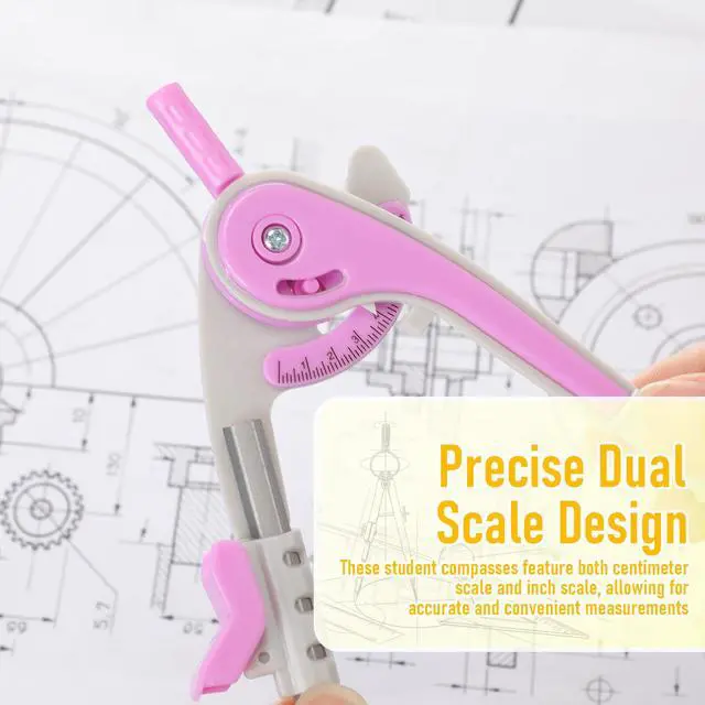 Alt view image 7 of 7 - 12 Set Compass and Protractor Set, Operation Christmas Items Bulk Multicolor Compass Geometry Tool 6 Inch 180 Degree, Math Graphing Drawing Tools for Office and School Supplies