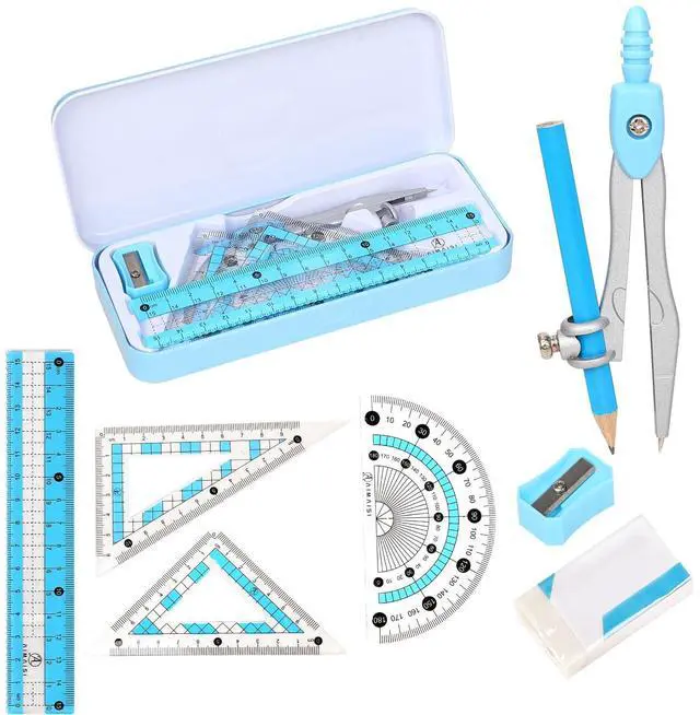 Main image of Compass Geometry Tool Geometry Set Drafting Drawing Compass and Protractor Set with Box Math Geometry Compass for Geometry Metal Compass Geometry Kit Drawing Tool for Measuring Drawings Study